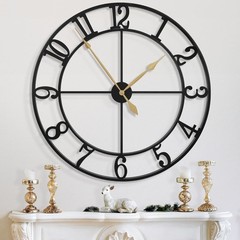 Extra Large 40″ Black Metal Wall Clock with Arabic Numerals for Home & Office De