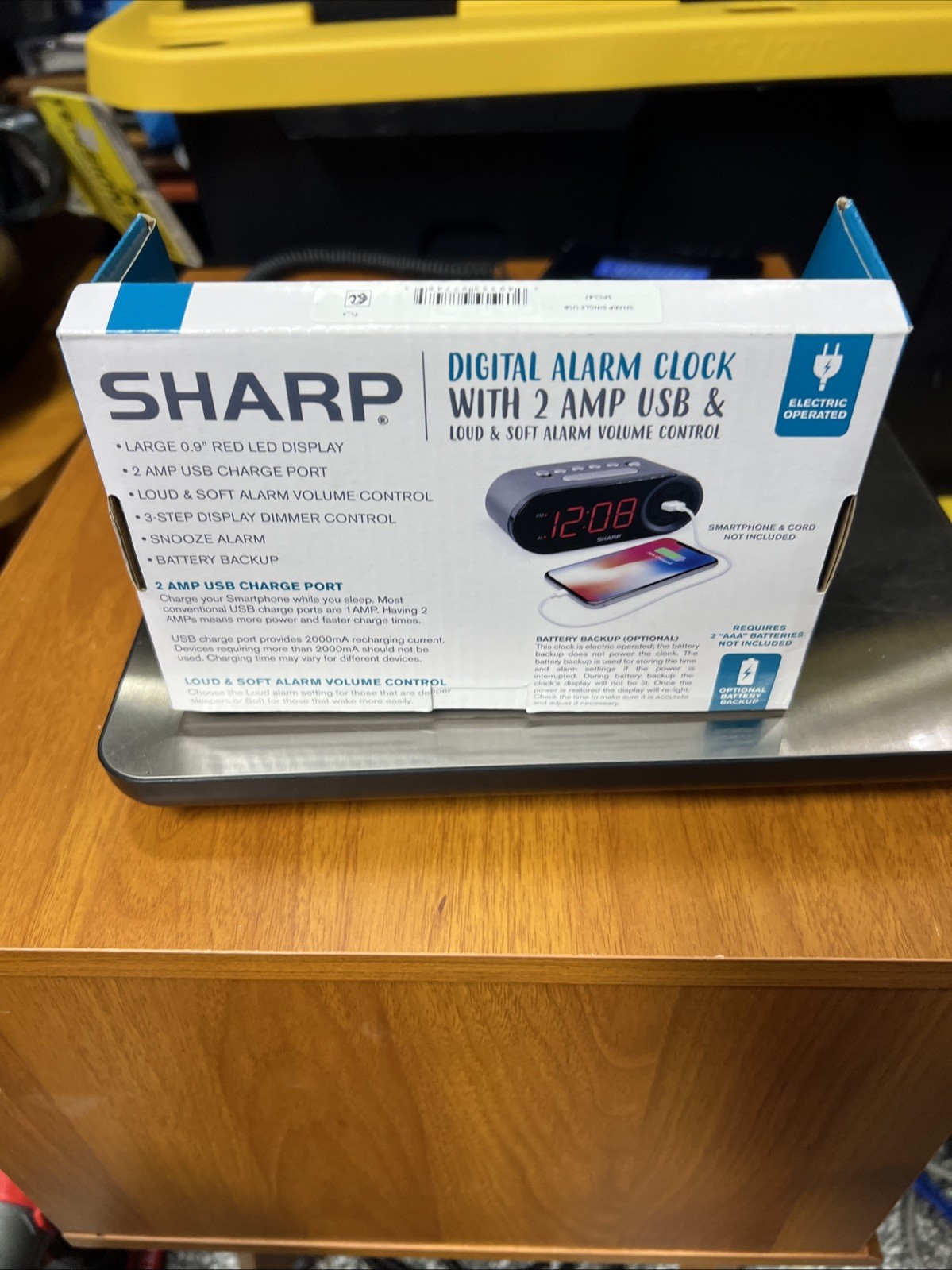 Sharp Digital Alarm Clock, 2 AMP High-Speed USB Charging Port, SPC547 gallery