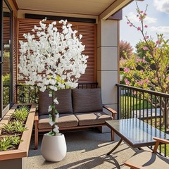 Artificial Cherry Blossom Tree, 6FT Height with 100 LED Lights, Faux Silk Pla…