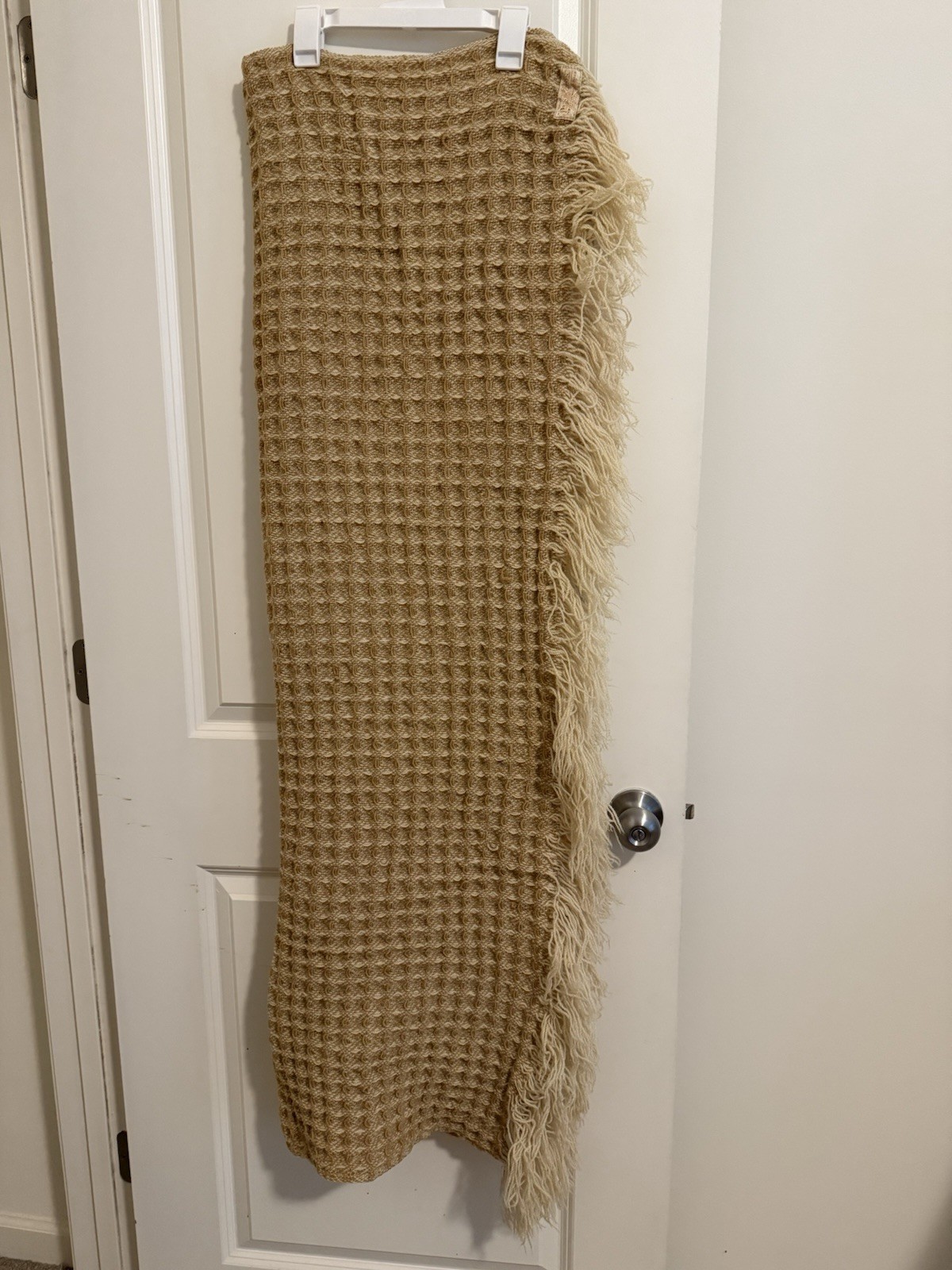 Pendleton Beige Waffle weave virgin wool Vintage Throw Blanket gallery