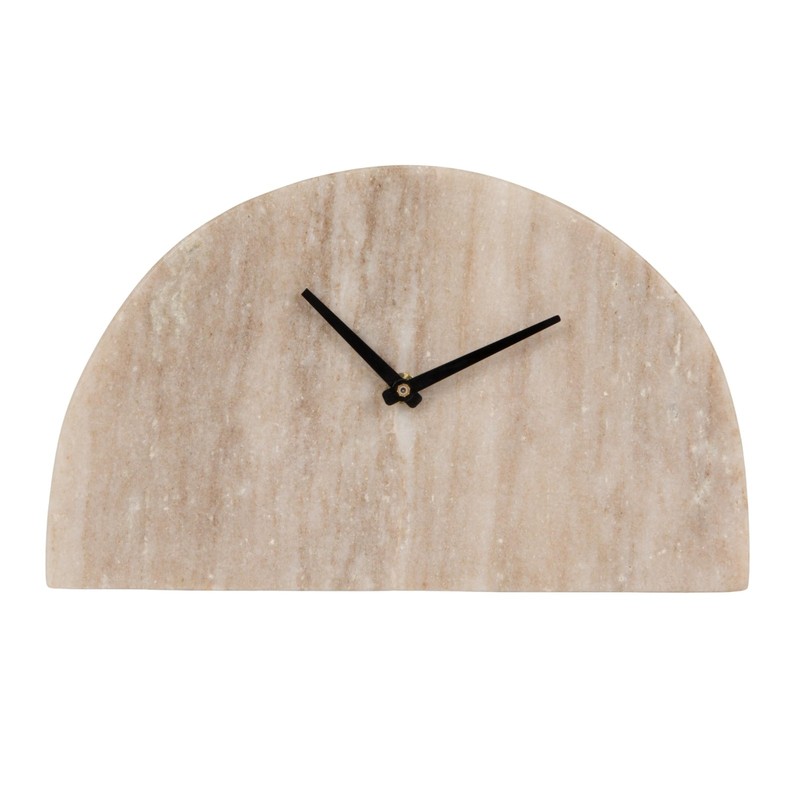 Decorative Half Moon Marble Mantel Clock, Beige and Black gallery