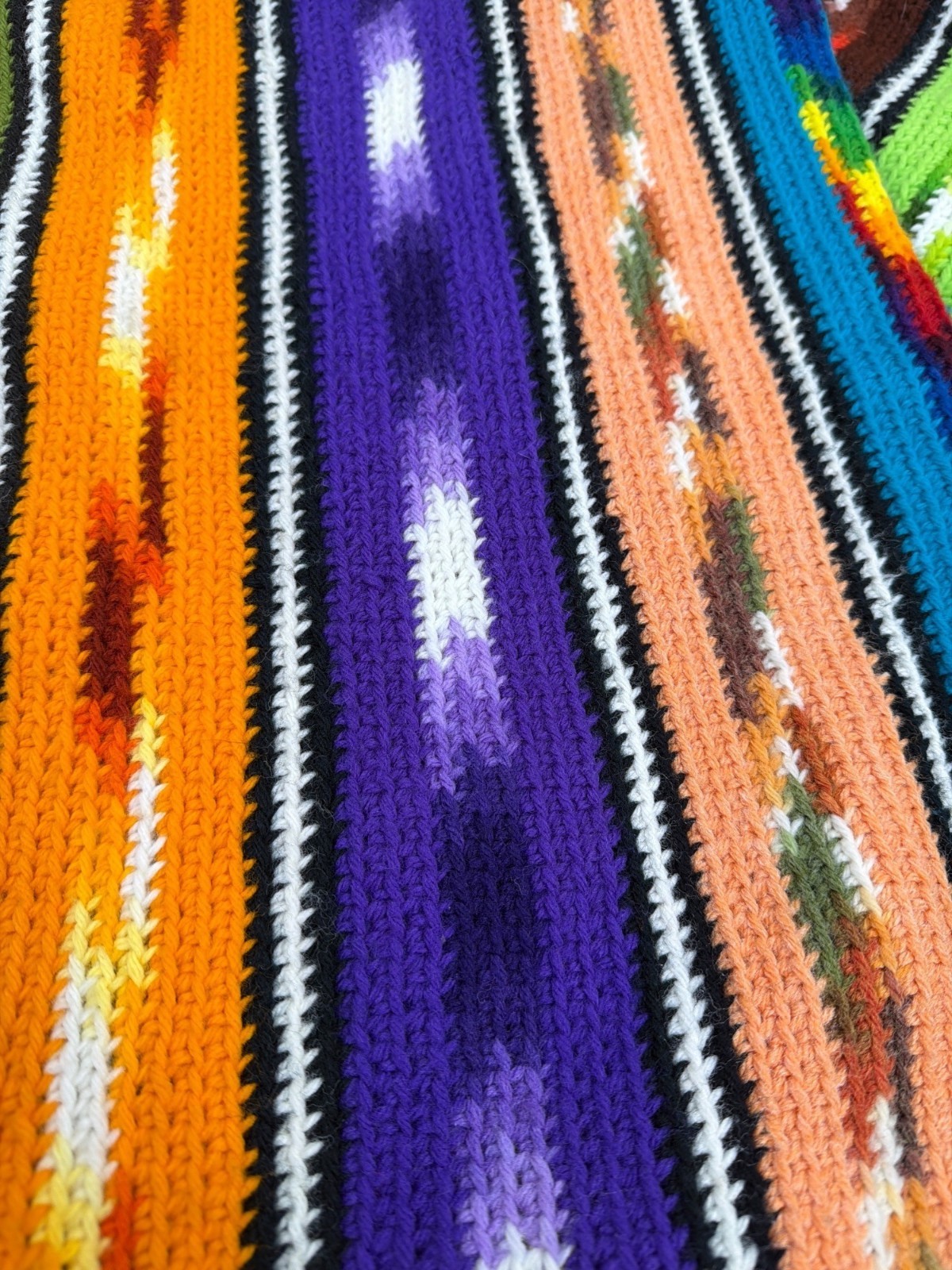 Handmade Multicolor Knitted Afghan/Throw 52x81 Inches With Fringe gallery