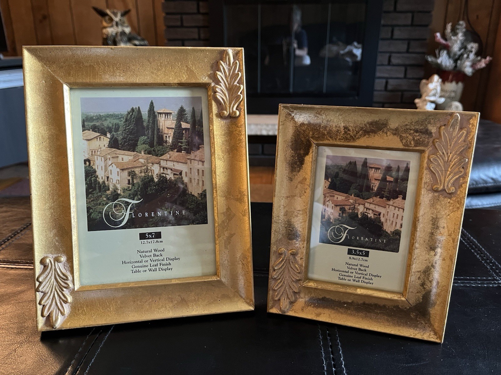 Florentine 2 Picture Frame Set Tabletop/Wall Mount Gold Leaf Solid Wood (Read) gallery