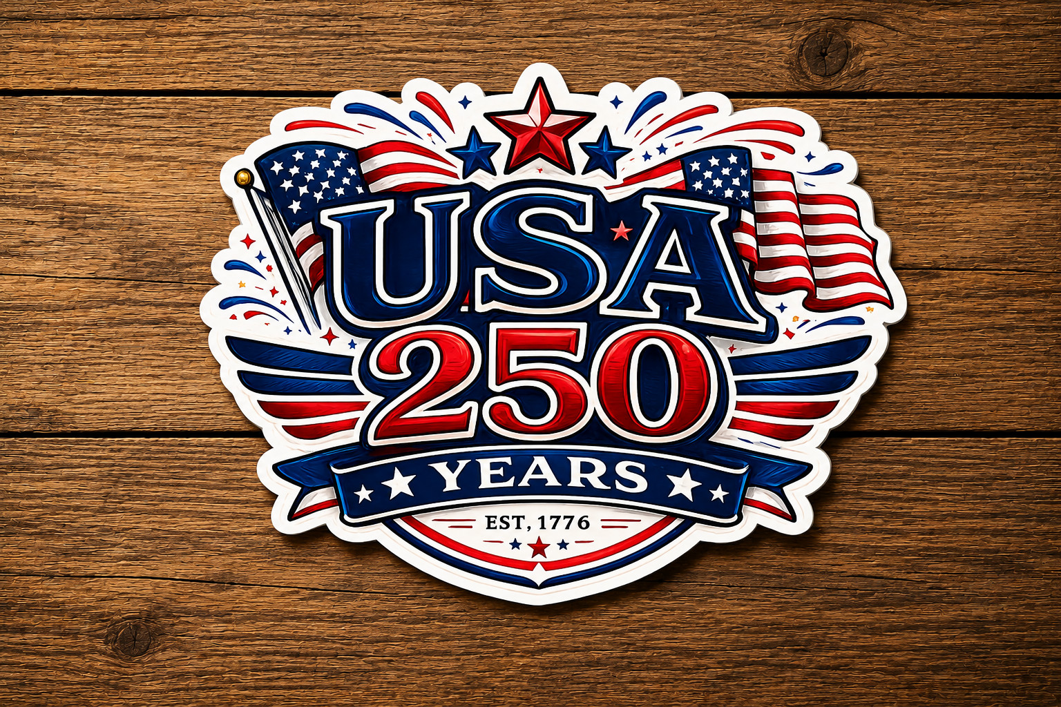 3 Pack - USA 250 Years Patriotic Vinyl Sticker – America Anniversary Decal gallery