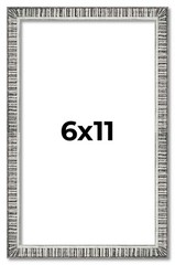 6×11 Frame Silver Grey Distressed Solid Wood Picture Frame | 0.75 Inch Moulding
