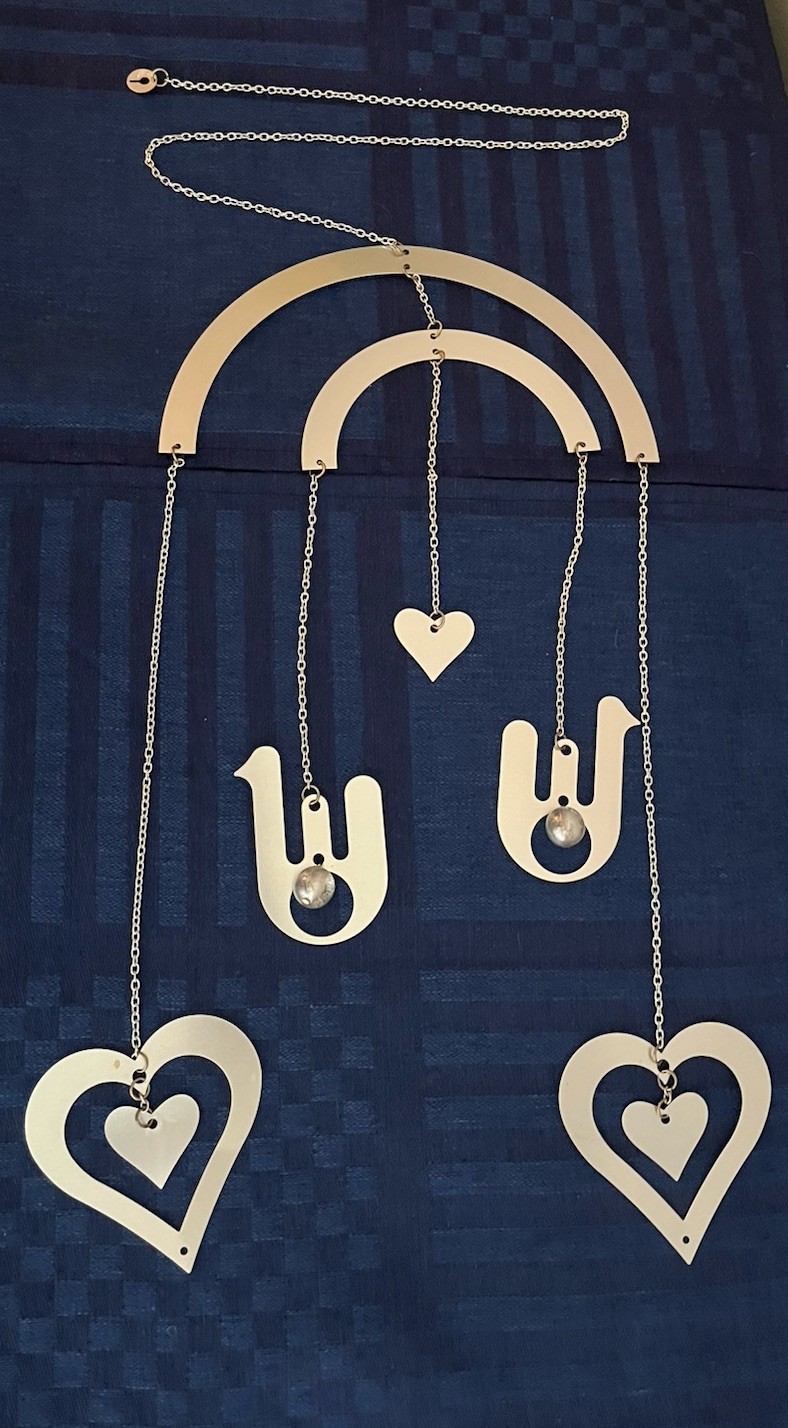 Charming Aarikka Finland Bird And Heart Mobile - Rare gallery