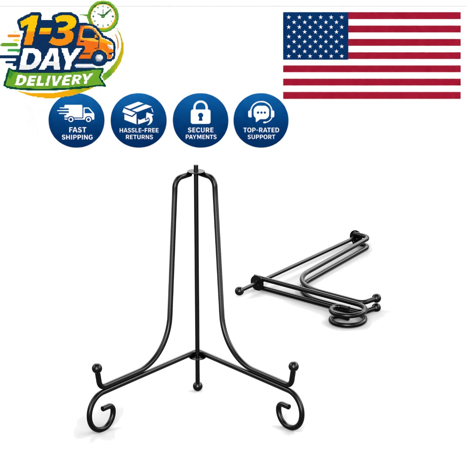 Versatile 8-Inch Iron Plate Display Stand - 4 Pack for Photos & Collectibles gallery