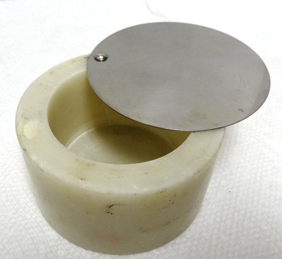 White Marble stone Storage Container with Pivoting Slide Lid 4” X 2.25” gallery
