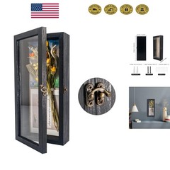 Rustic Black Shadow Box Frame 5×12.5 with Glass Door for Cherished Keepsakes