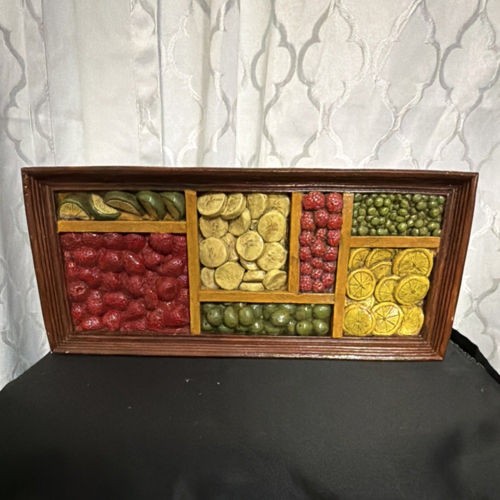 Cherry 1973 Multicolor ceramic Fruit Wall Art for Kitchen 16x8 in