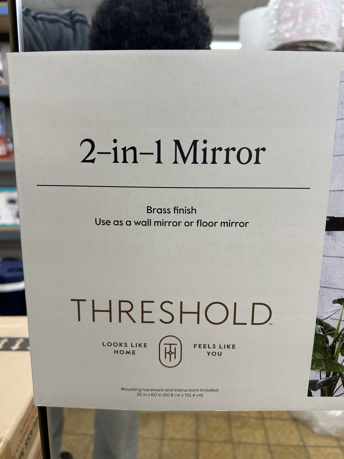 Threshold Brass Finish Framed Rectangle Mirror 20x60 in Wall or Floor Modern gallery