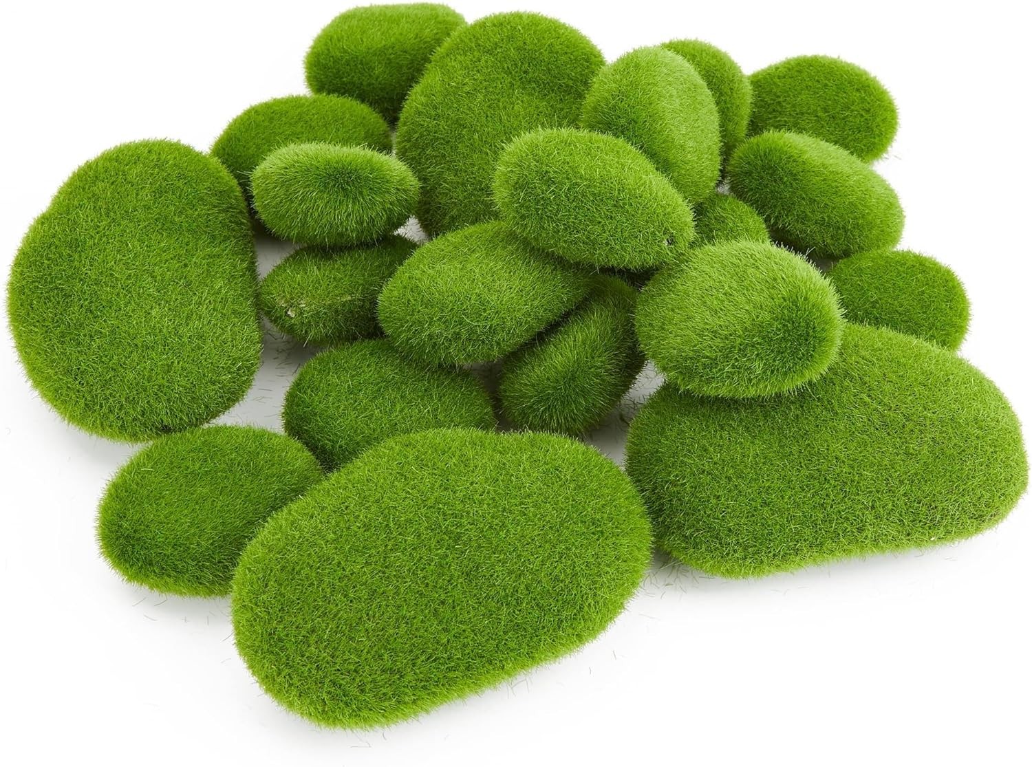 20Pcs Artificial Moss Rocks (2 Sizes),Green Moss Decoration, Suitable for Floral gallery