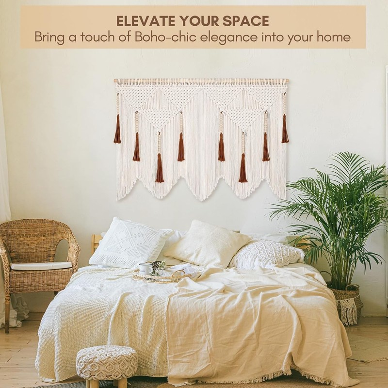 Versatile Macrame Wall Art - Customize with Elegant or Warm Tassels, 2x2 Inches gallery