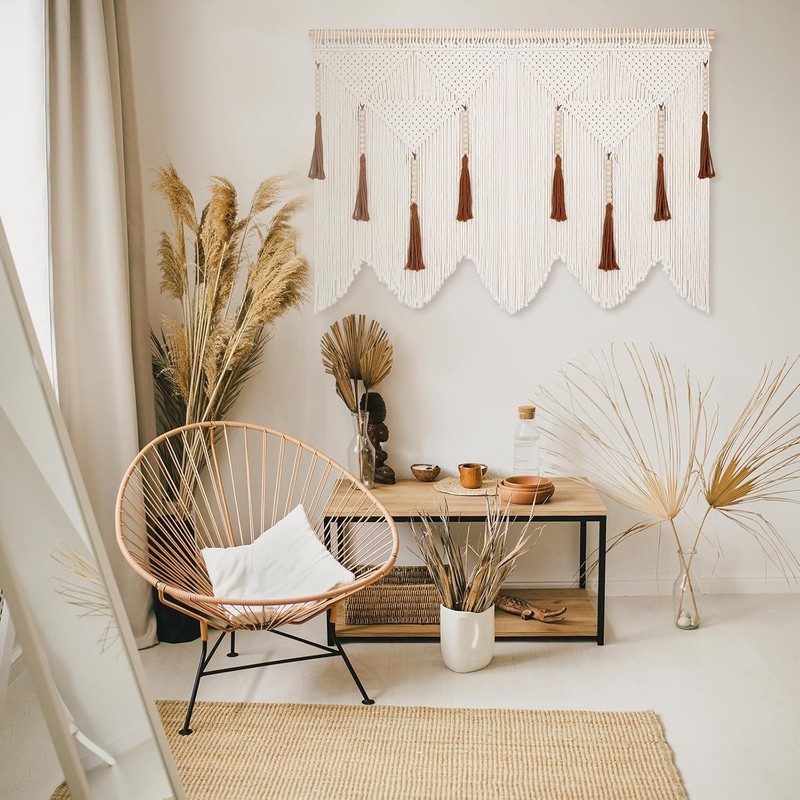 Versatile Macrame Wall Art - Customize with Elegant or Warm Tassels, 2x2 Inches gallery