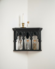 Gothic Cathedral Corner Shelf Floating Altar Display Black White Witchy Decor
