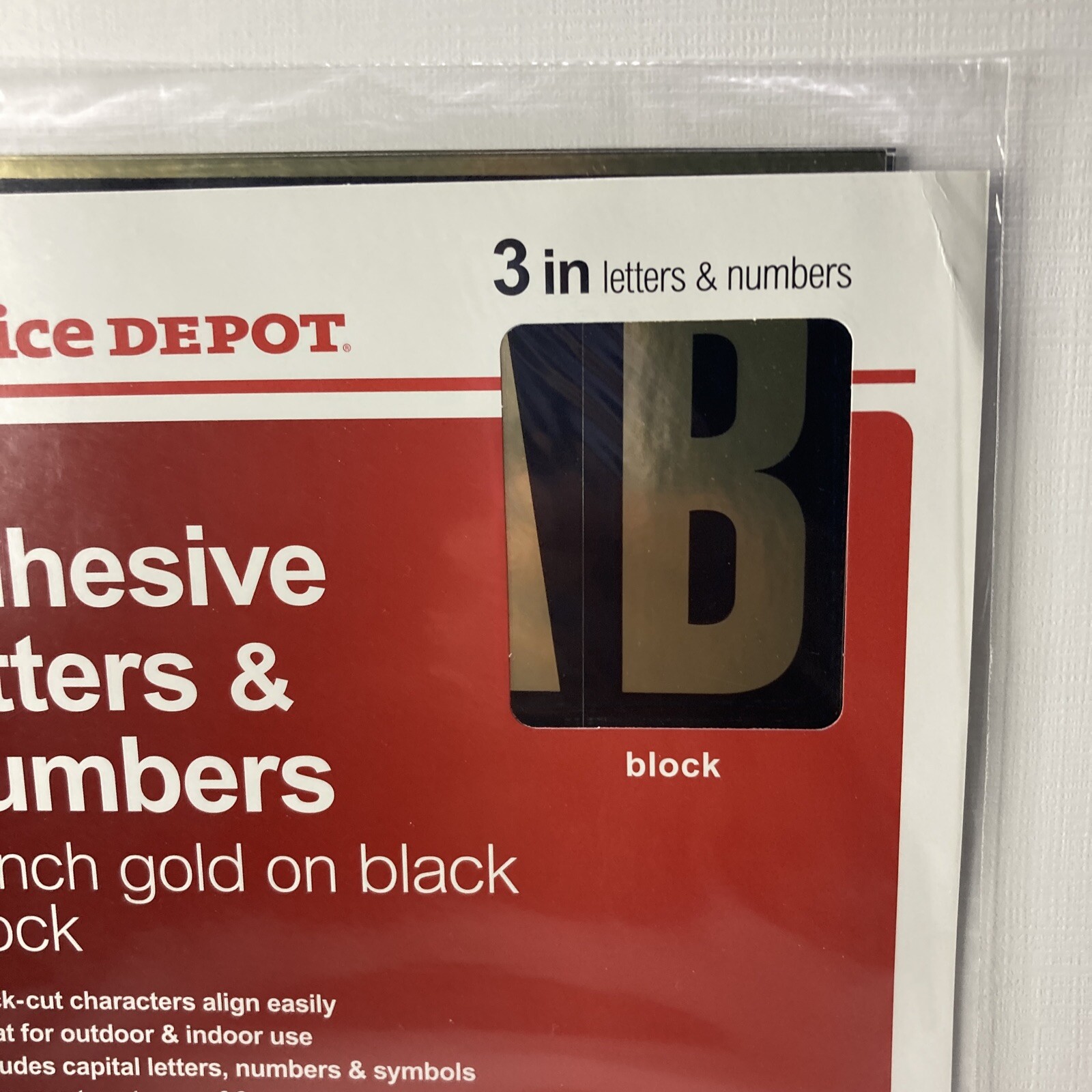 Adhesive Permanent 3" Block Letters & Numbers, Gold gallery