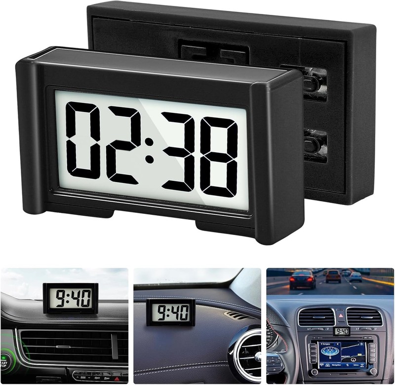 Mini Car Dashboard Digital Clock Battery Operated Small Clock for Car Truck NEW gallery
