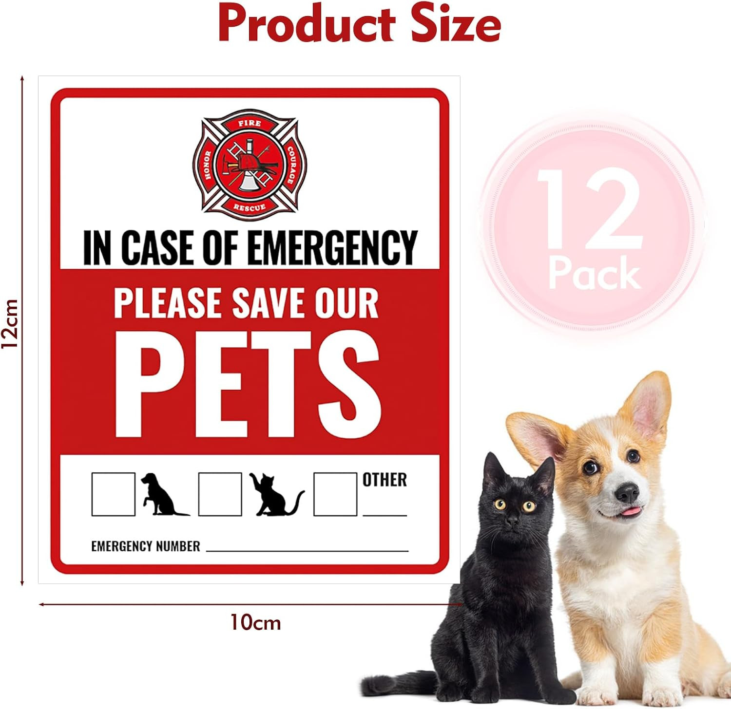 12Pcs Pets inside Fire Rescue Sticker - 12X10Cm Emergency Pet Alert Safety Decal gallery