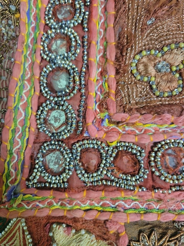 VTG Elephant Wall Hanging Patchwork Big Tapestry Beaded Hand Embroidered Boho gallery