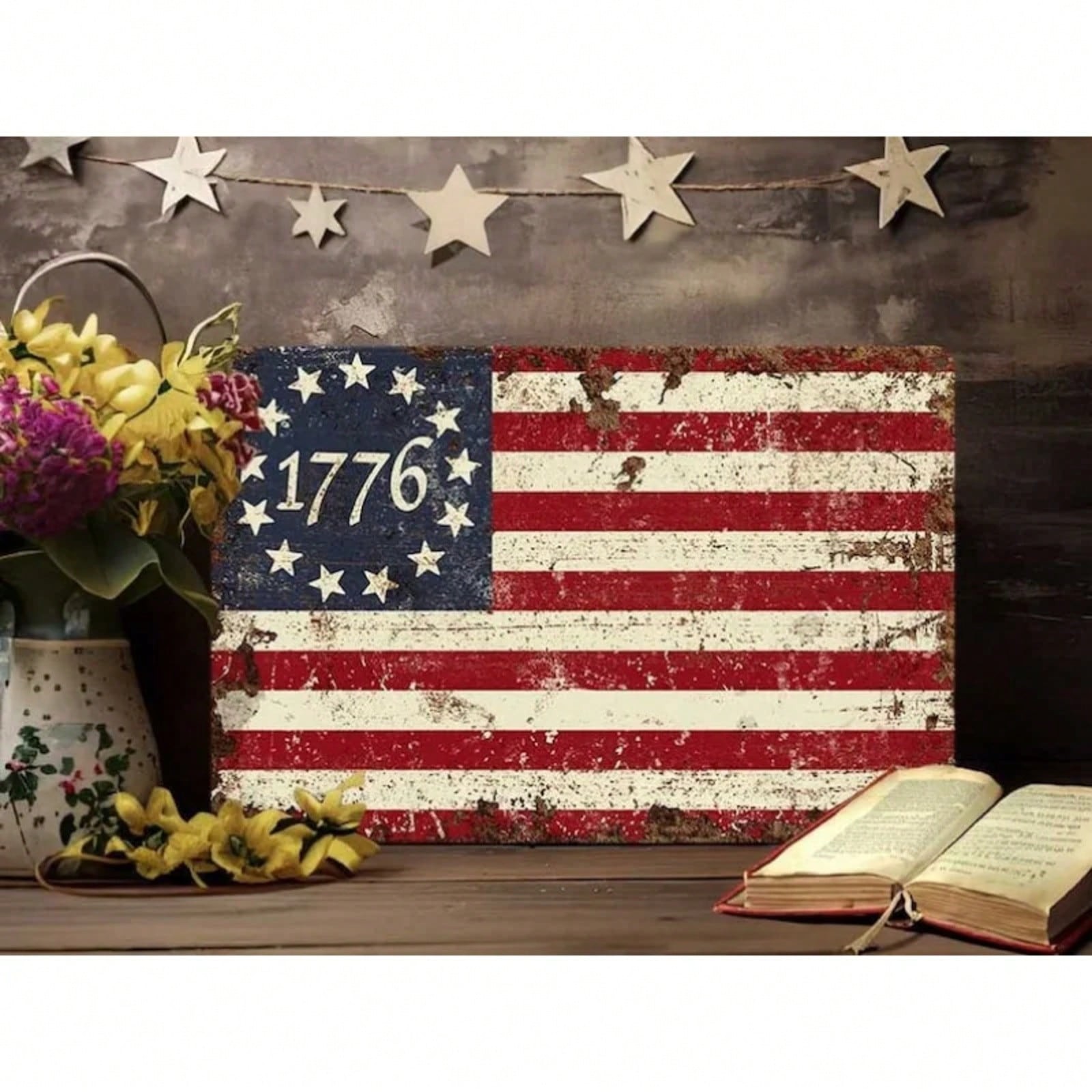 Patriotic 1776 Betsy Ross Tin Sign - Vintage American Revolutionary Metal Art gallery