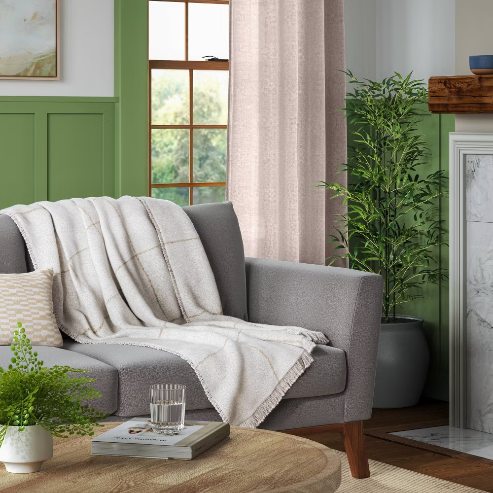 Windowpane Boucle Throw Blanket Cream/Neutral - Threshold gallery