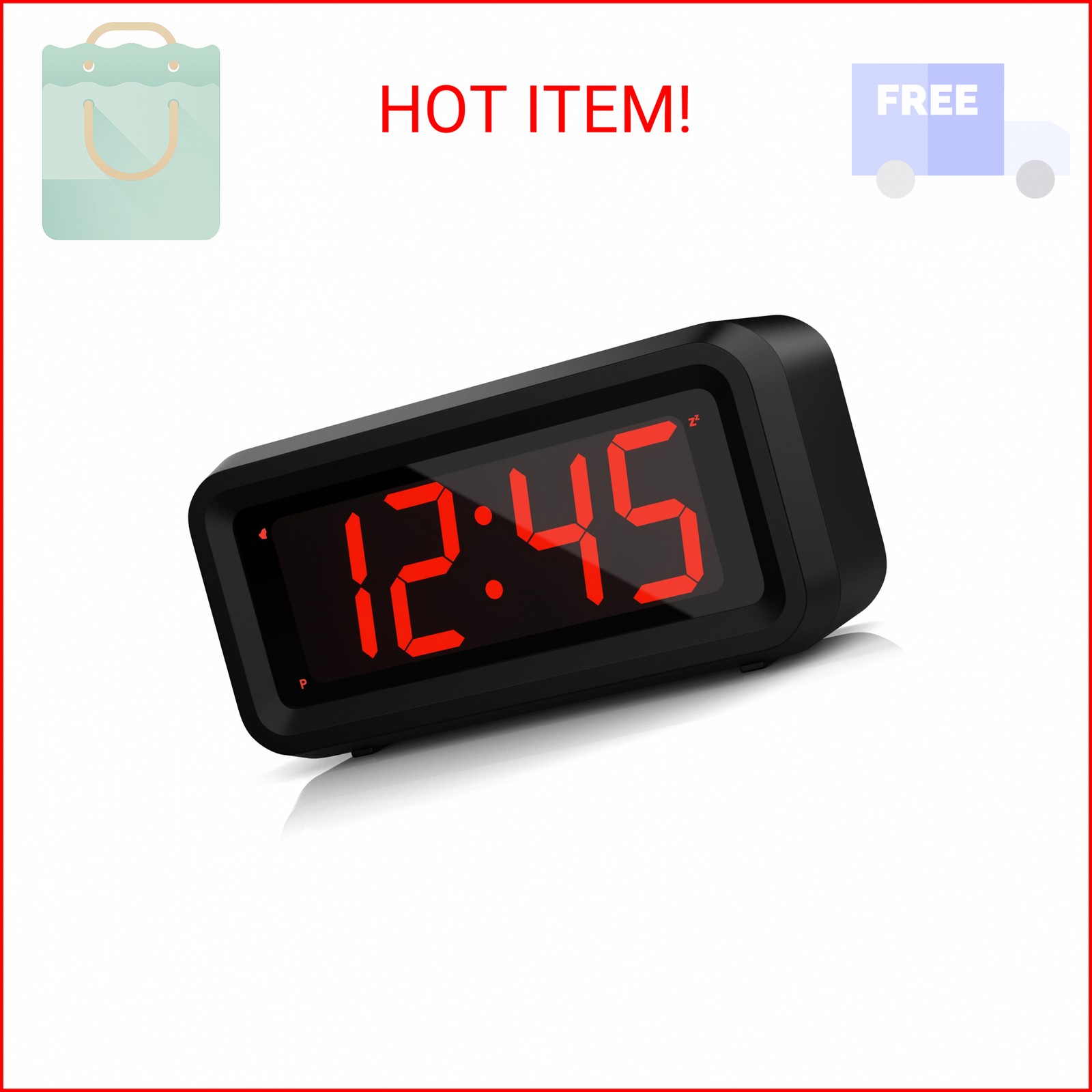 Alarm Clock, LED Digital Clock, Small Wall Clock, Battery Operated, Adjustable 3 gallery