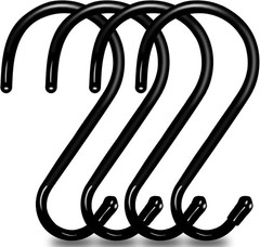 4 Pack Large S Hooks for Hanging Heavy Duty, 6 Inch Non Slip Vinyl Coated Metal