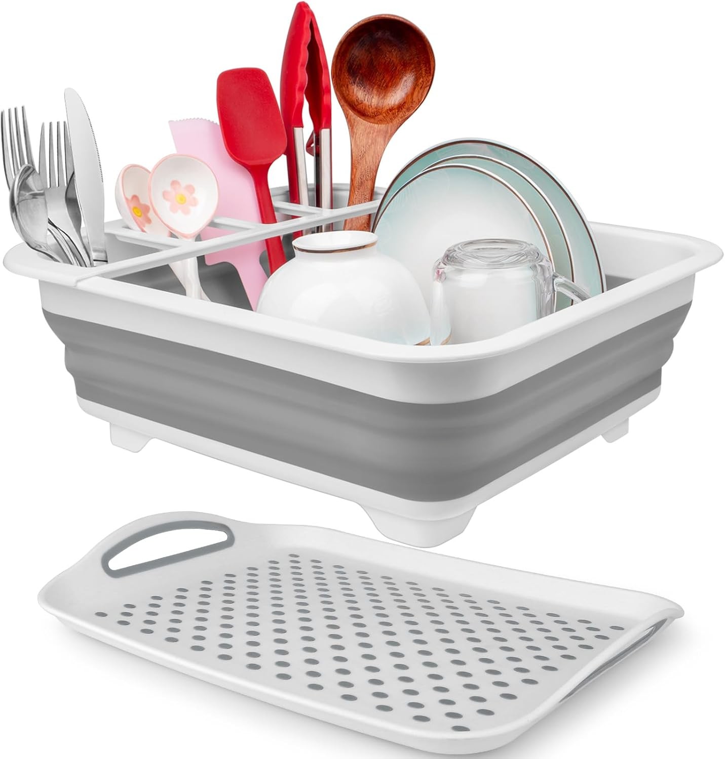 Collapsible Dish Drying Rack Portable Drainers for Kitchen 14x12, Gray gallery