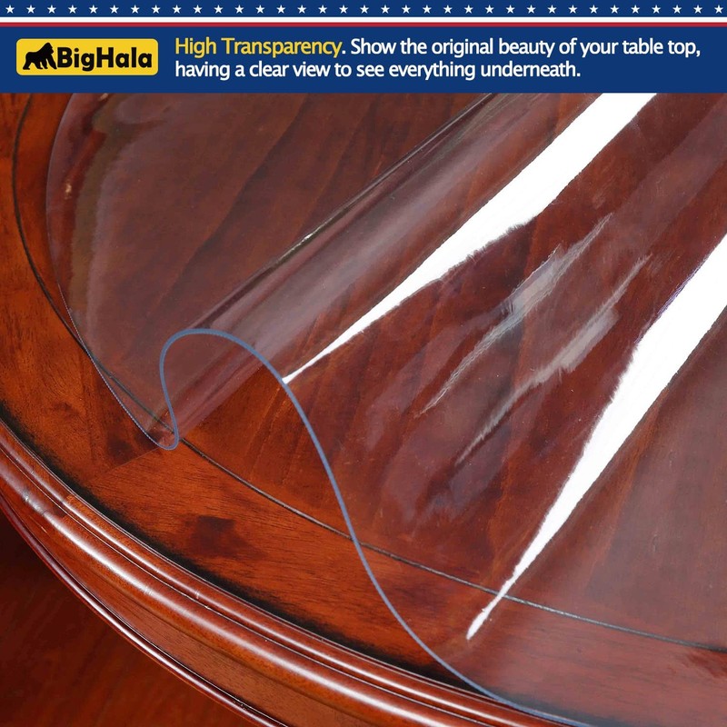 Bighala Round Tabletop Protector Thick Clear Plastic Tablecloth Protective Desk gallery