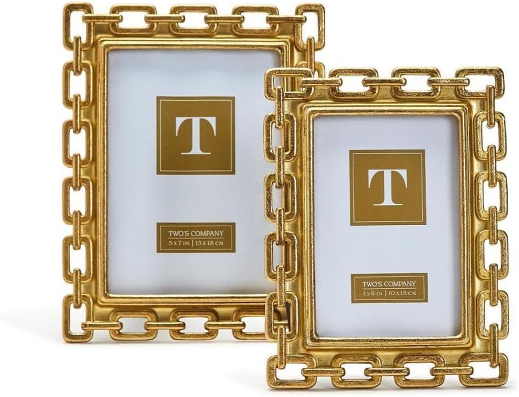 Elegant Gold Chain Photo Frame Set - 2 Sizes for Stunning Displays gallery
