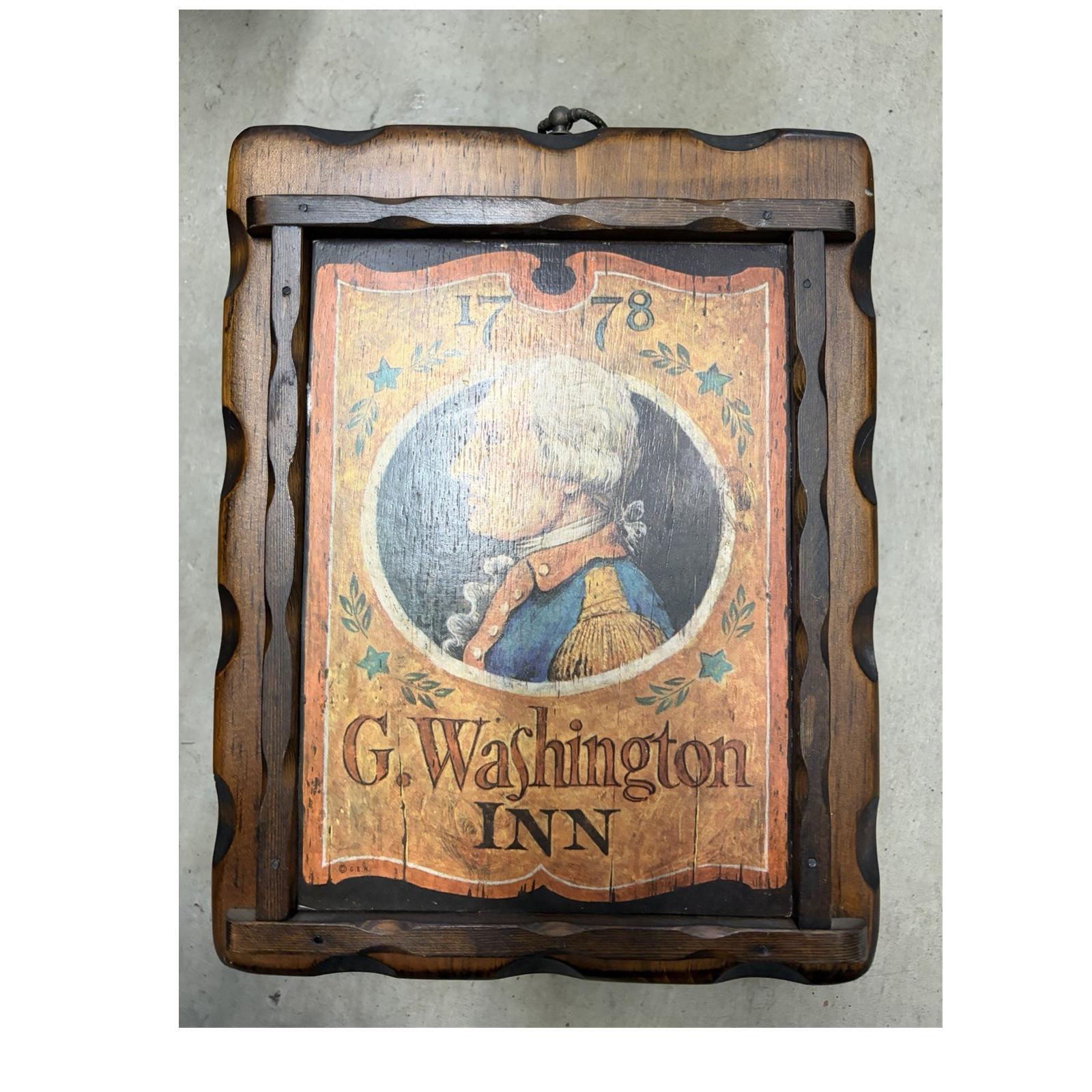 G. Washington Inn 1778 Americana Painted Wooden Wall Sign Plaque, Hanging gallery