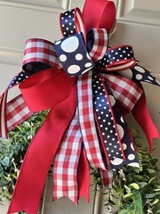 Patriotic Custom Bow Red, White, And Blue FUN Patterns Bow Only
