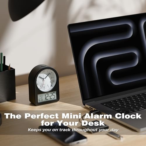 4" Analog Digital Alarm Clock, Battery Operated Desk Clock, Black Digital gallery