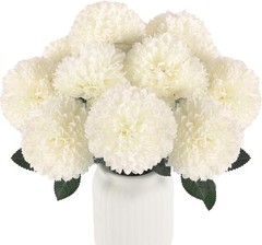 12 PCS White Artificial Chrysanthemum Flowers