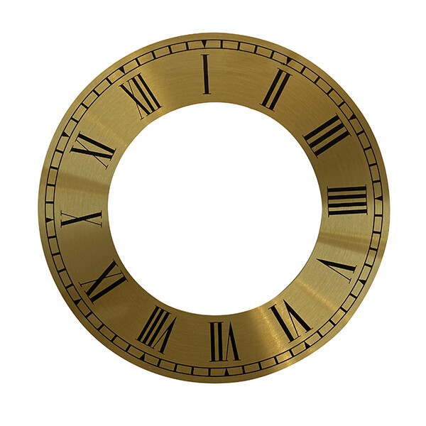 Clock Chapter Time Ring Dial With Black Roman Numerals Silver Gold White Metal gallery