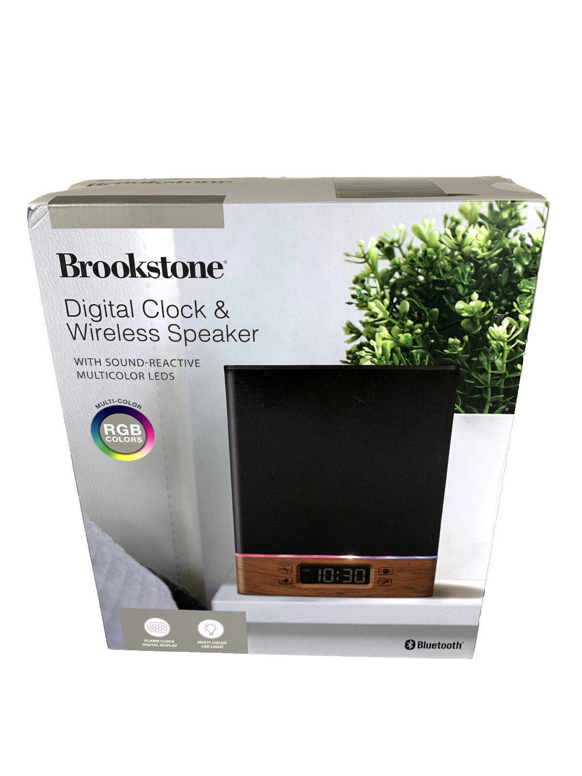 New Brookstone Digital Clock & Wireless Speaker BSARMCLKBK Unopened Sealed Box gallery