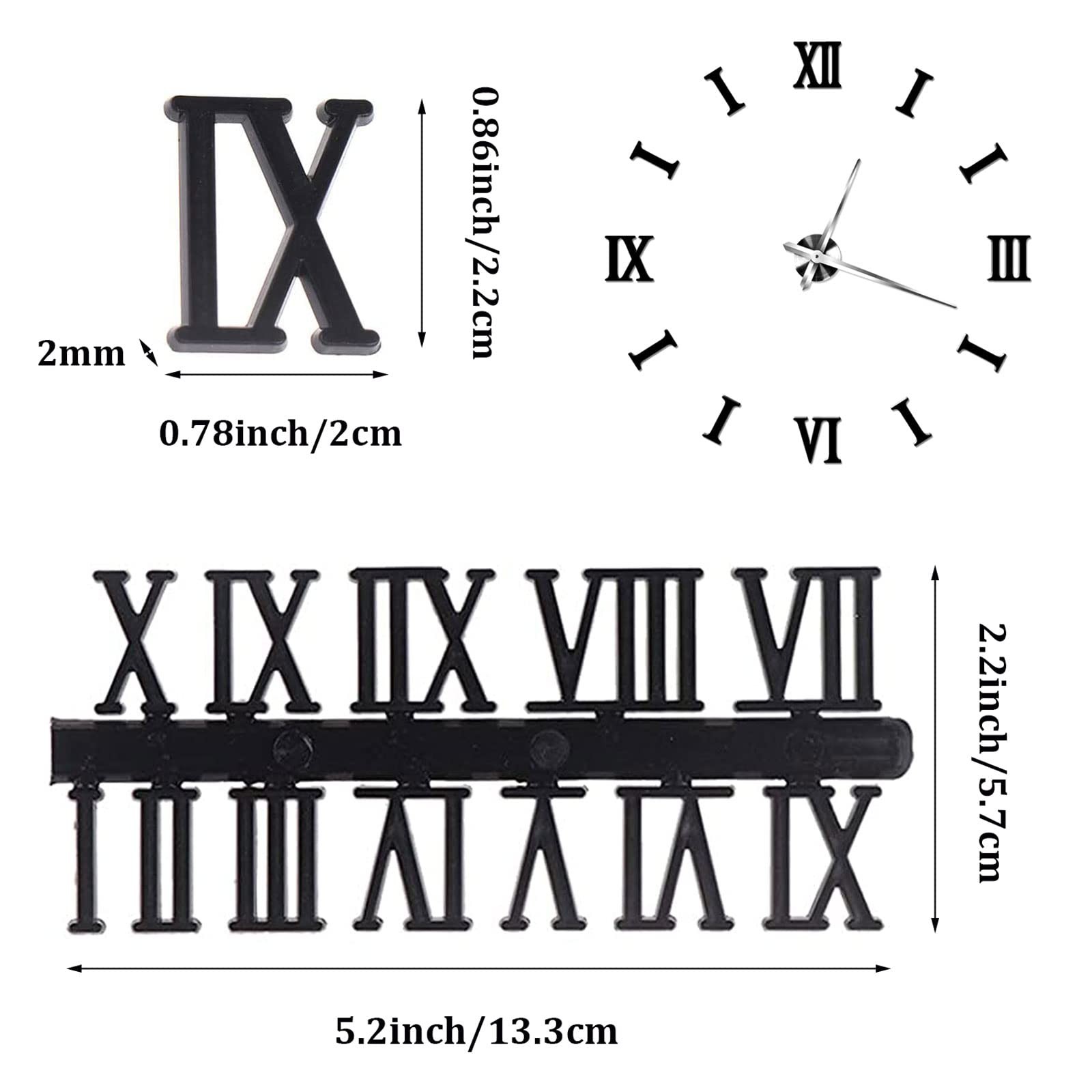 Clock Numerals Kit DIY Digital Clock Numbers Arabic Number and Roman Number f... gallery