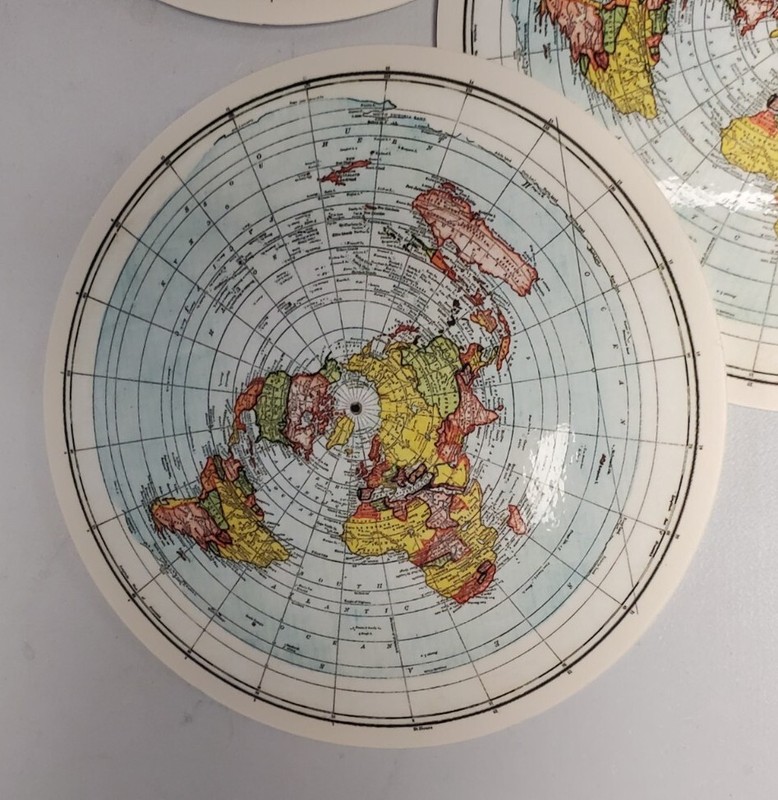 FLAT EARTH 🌎 MAP STICKERS 3 PACK each 5" in diameter gallery