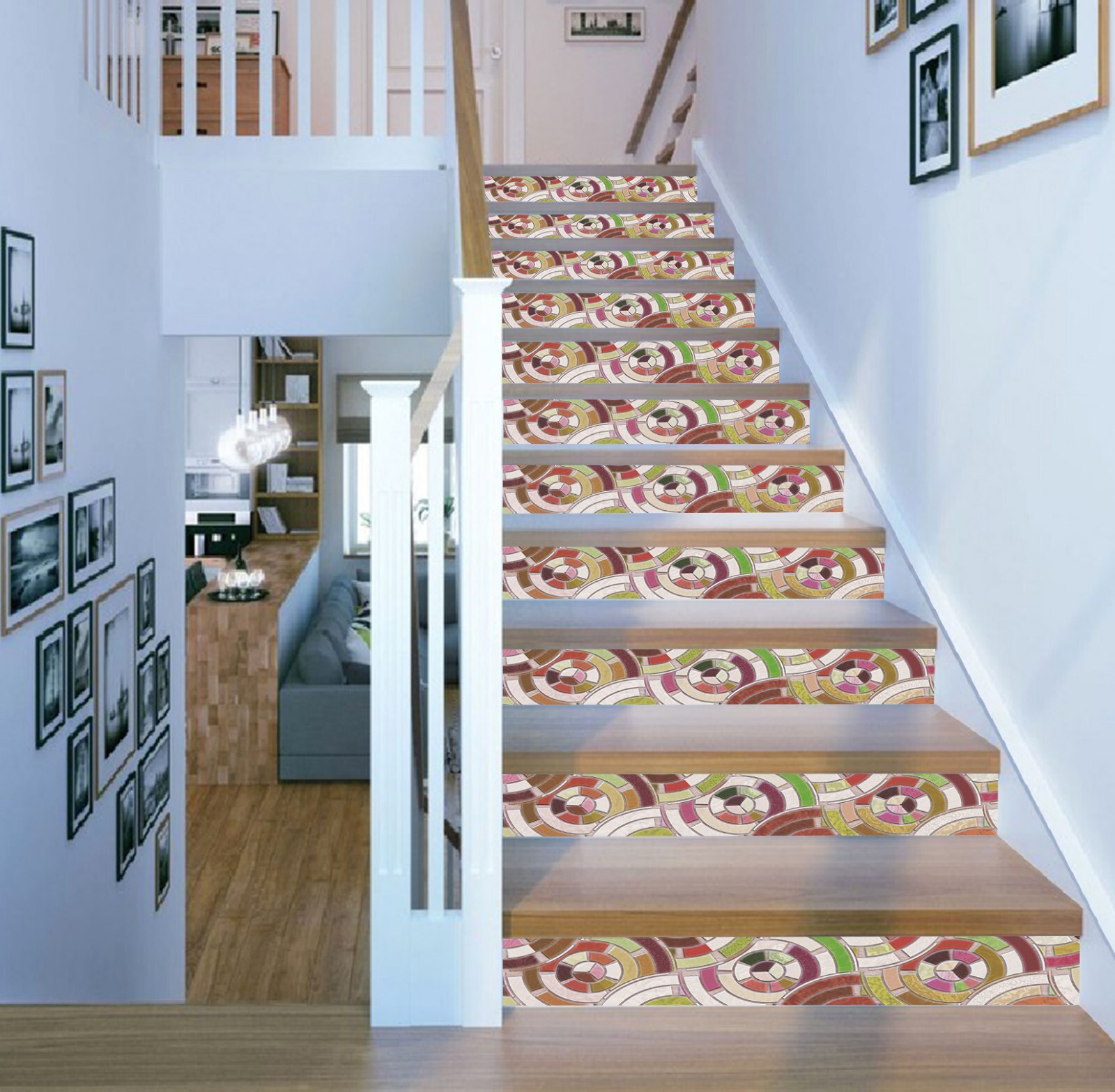 3D Circular Pattern AZ492 Stair Risers Decoration Mural Vinyl Wallpaper Kay gallery
