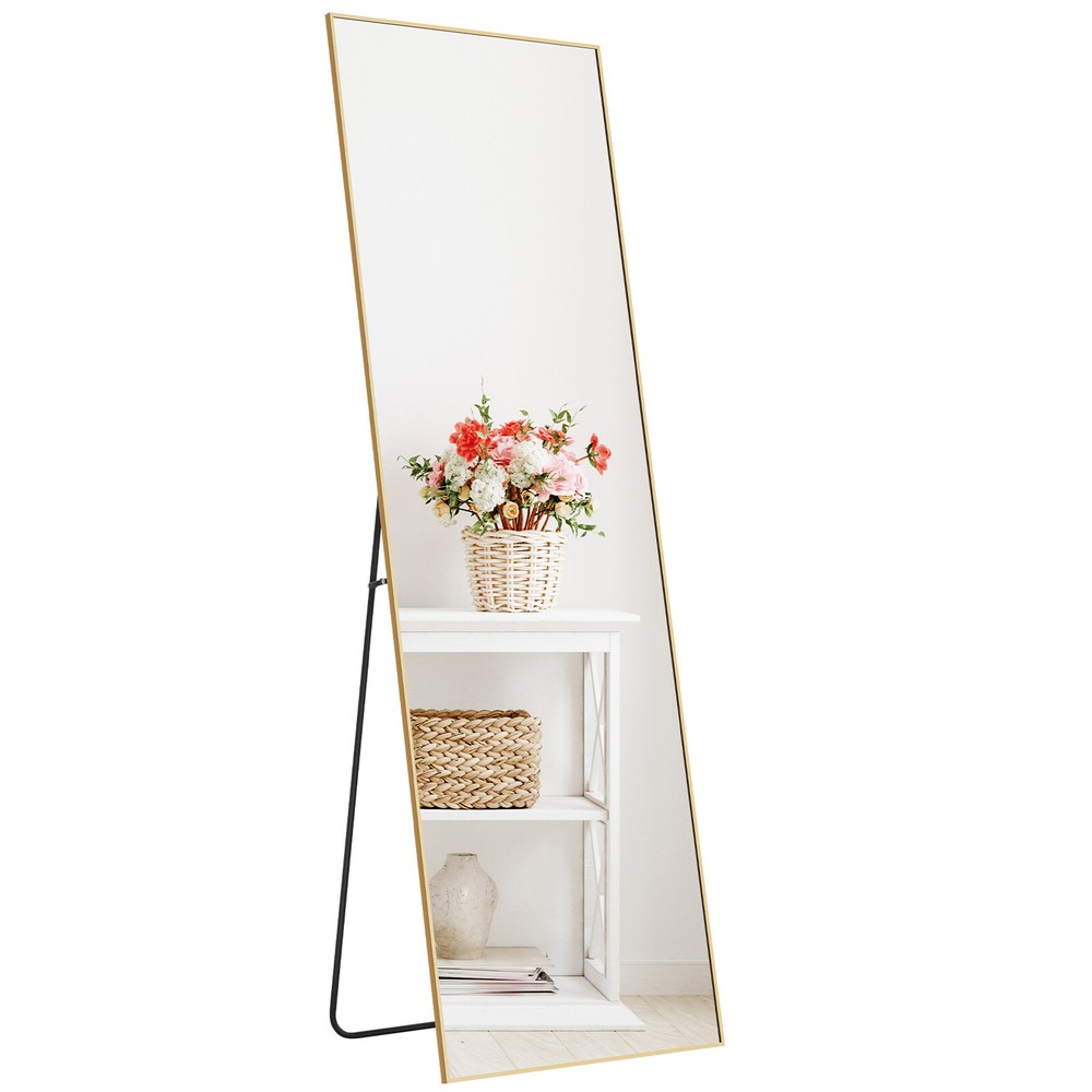 Full Length Mirror Sturdy Thin Frame with 3 Mount Types (Stand/Hang/Lean)