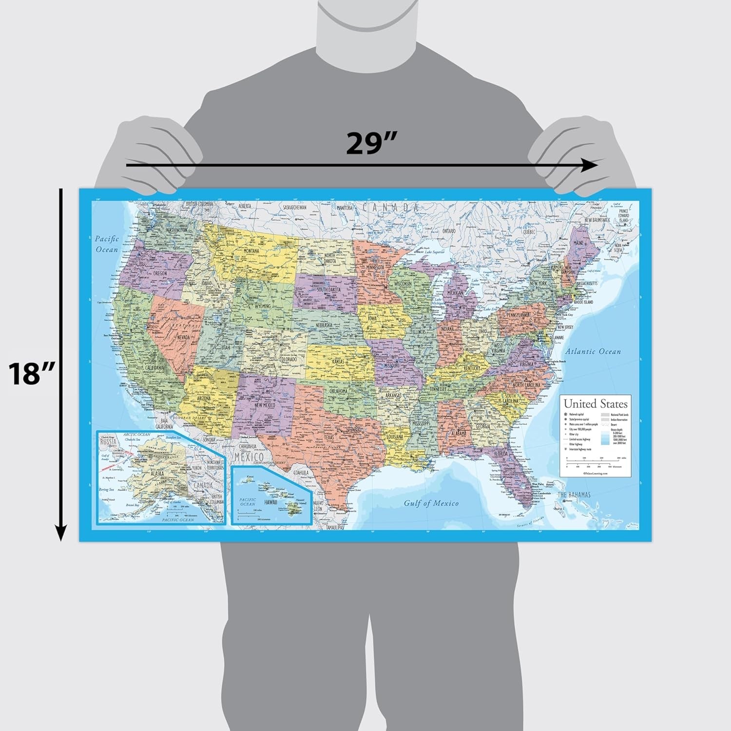 2 Pack - Laminated World Map & US Map Poster Set - Wall Chart Map of the World gallery