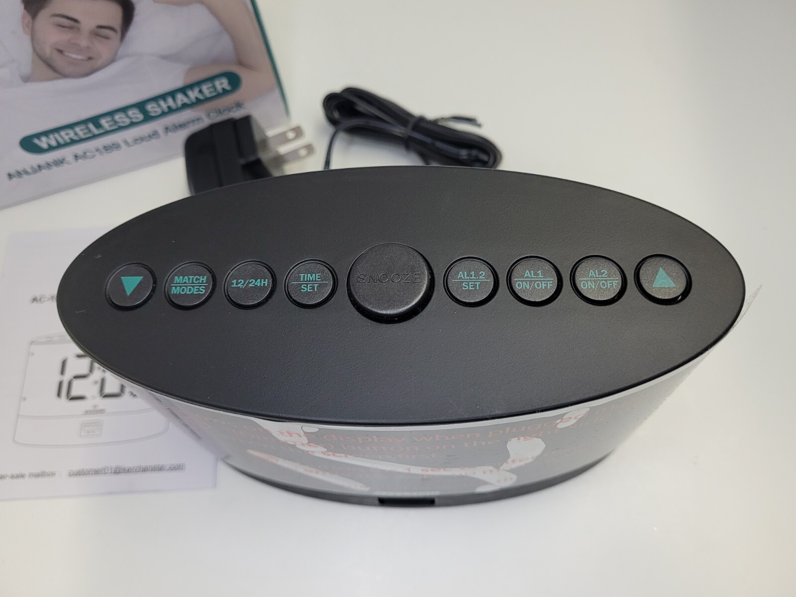 Alarm Clock with Wireless Shaker Anjank AC 189 Loud Brand New Open Box gallery