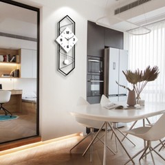 Modern Wall Clock Pendulum Wall Clock with Silent Movement Metal+ Solid Wood