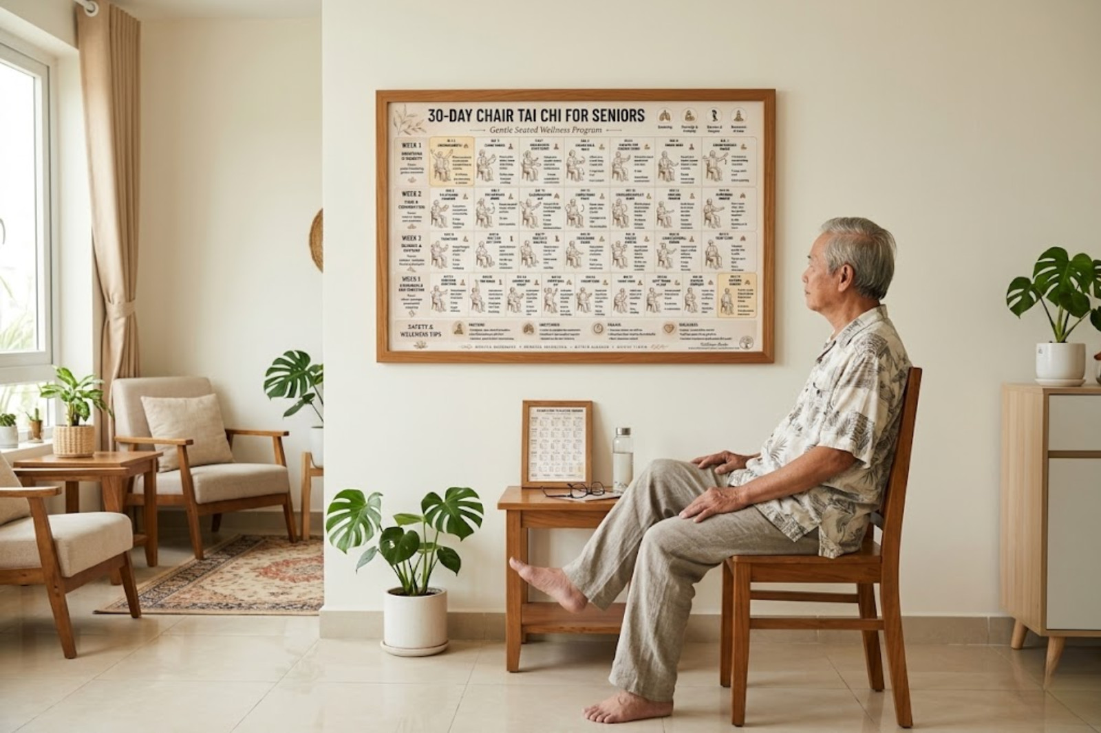 30 Day Senior Tai Chi Program Poster & Canvas, Gentle Wellness Exercise Guide gallery