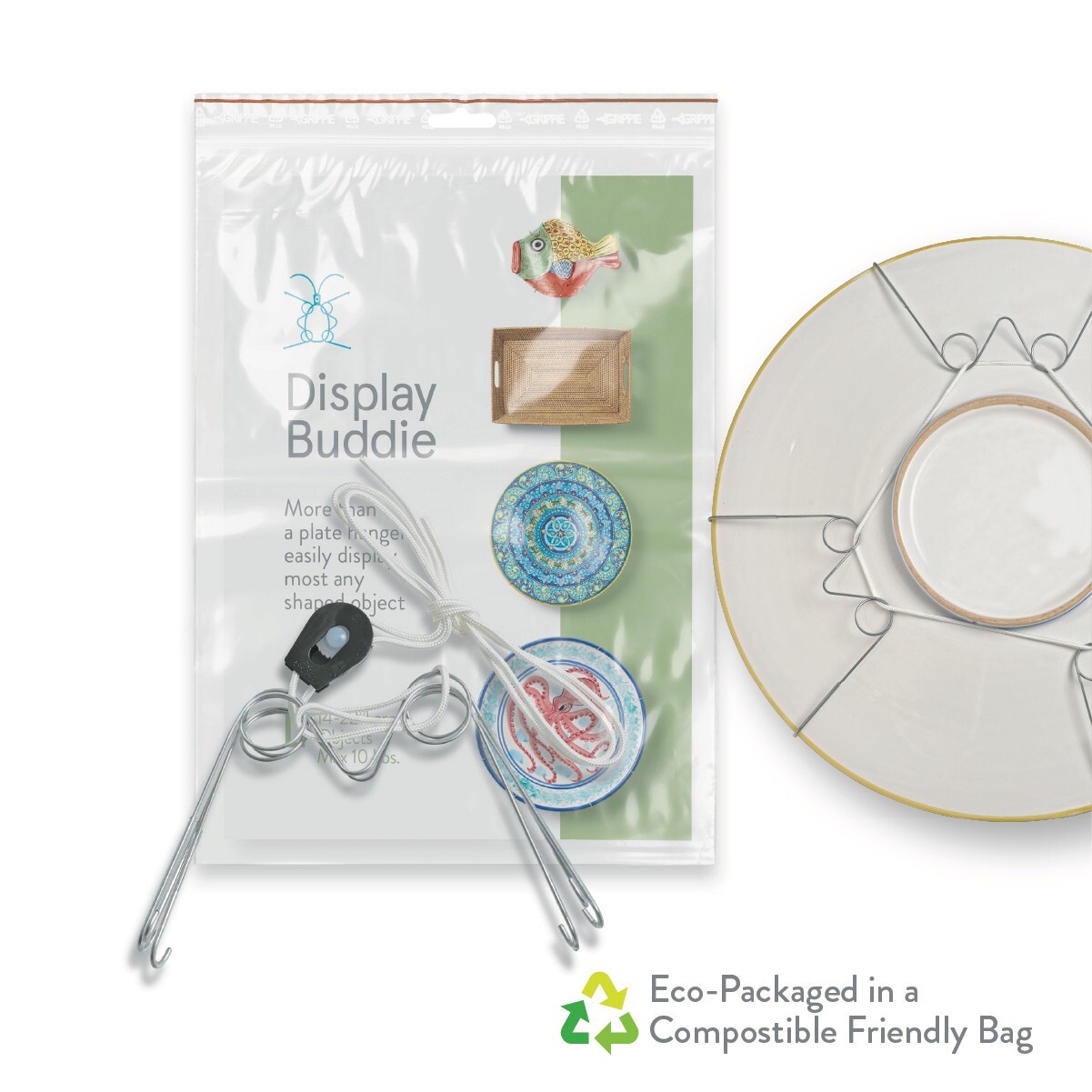Display Buddie Large Adjustable Plate Hanger for Round Plates, Platters, Bowls gallery