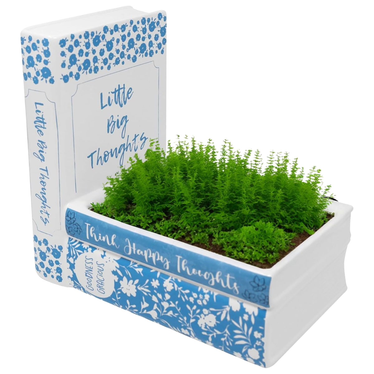 Draper James by Reese Bookstack Ceramic Blue White Planter Flower Pot Book Lover gallery