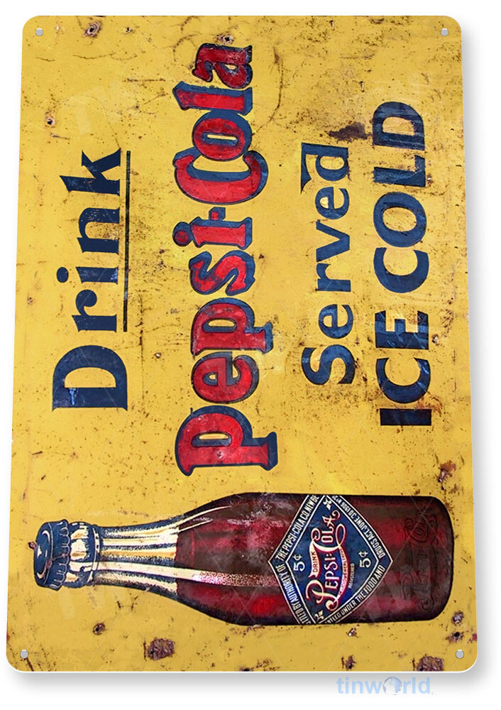 TIN SIGN Pepsi Cola Cold Rustic Retro Soda Sign Kitchen Cottage A141 gallery