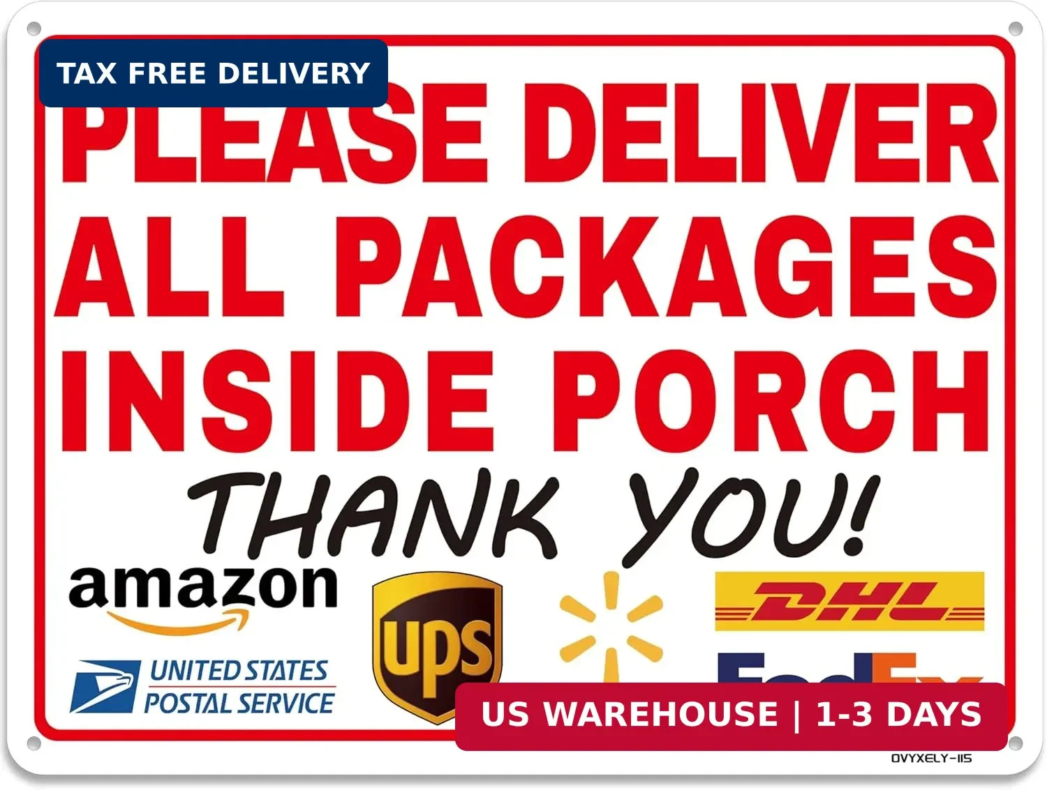 Please Deliver All Packages Inside Porch,Delivery Sign for Delivery Driver 9" x gallery