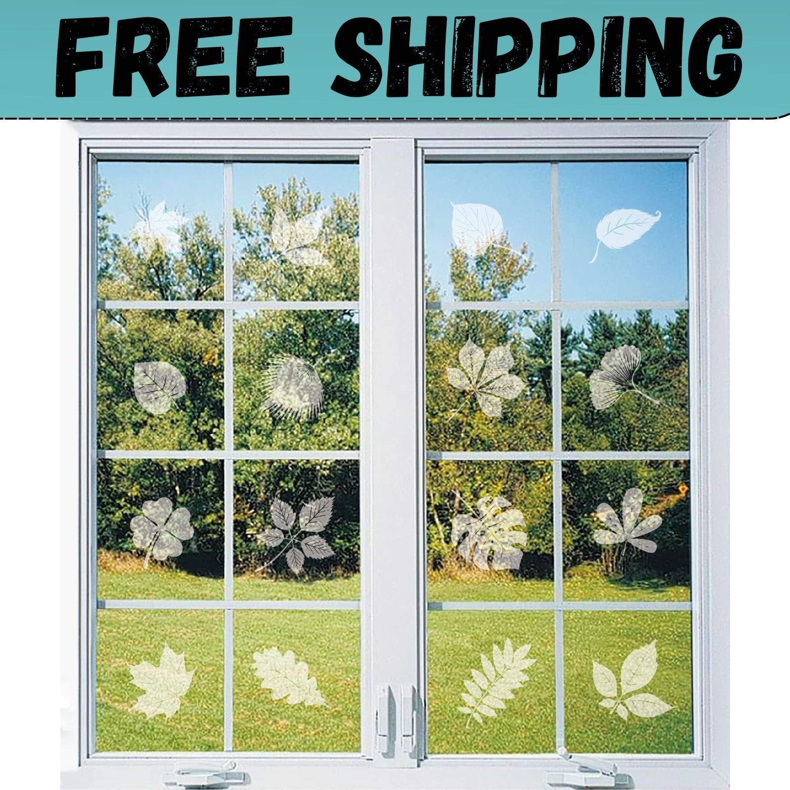 Window Decals for Bird Strikes,52 Pieces Large Leaf Shape anti Collision Window gallery