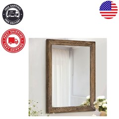 Lightweight Rectangular Rustic Mirror – Easy Install Wall Decor for Bedrooms